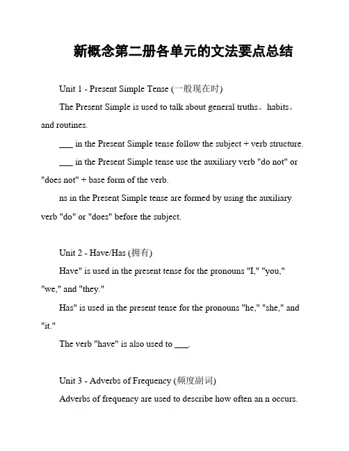新概念第二册各单元的文法要点总结