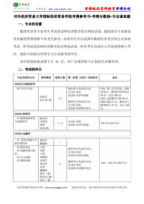 对外经济贸易大学国际经济贸易学院考博导师课件内部资料考试重点