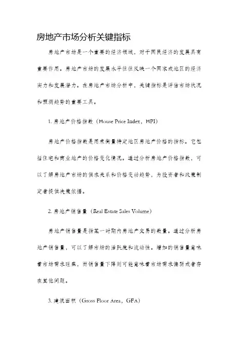 房地产市场分析关键指标