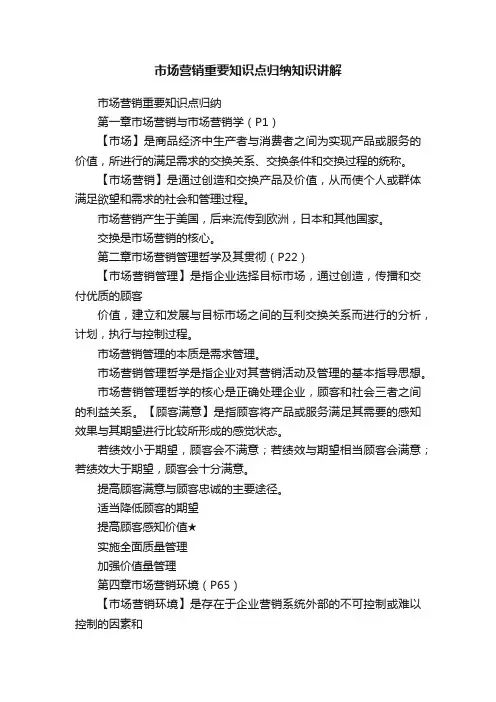 市场营销重要知识点归纳知识讲解