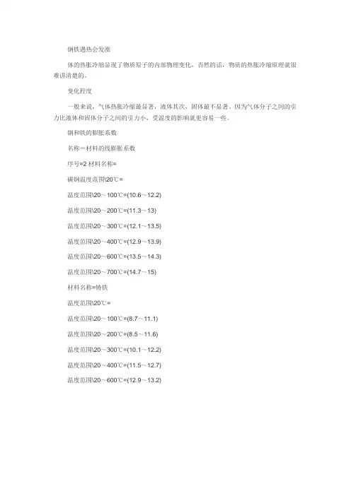 钢铁遇热会发涨