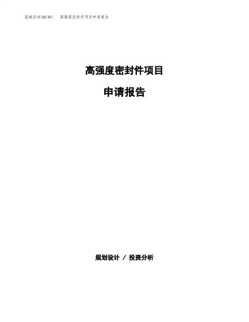 高强度密封件项目申请报告范本参考(立项申请)