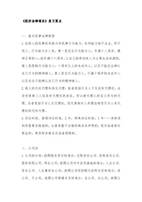 ZUCC经济法律通论复习要点