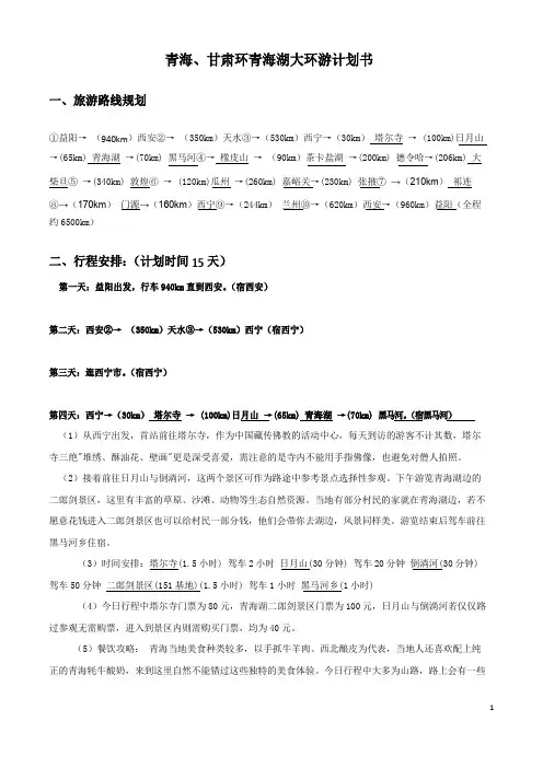 环青海湖旅游计划书