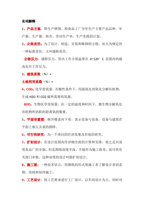 江南大学食品工厂设计复习题