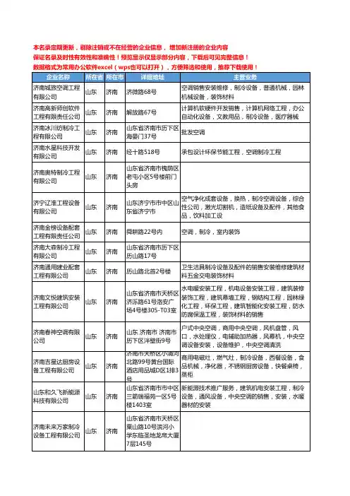 新版山东省济南制冷工程工商企业公司商家名录名单联系方式大全146家