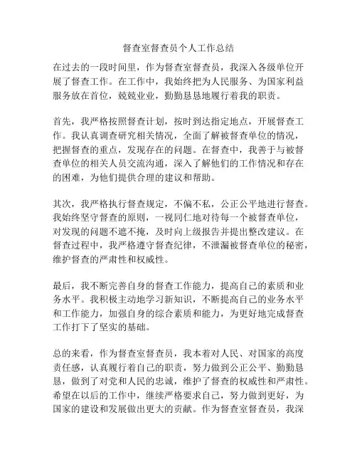 督查室督查员个人工作总结