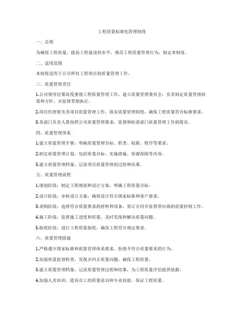 工程质量标准化管理制度