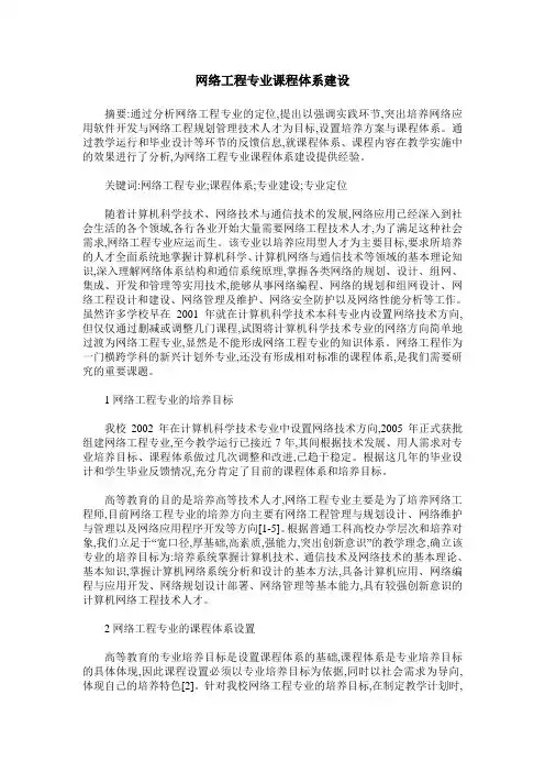网络工程专业课程体系建设