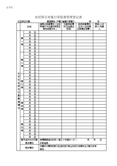 社区矫正对象日常监督管理登记表