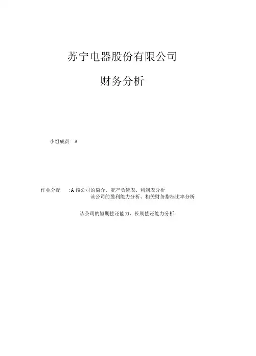 苏宁电器财务报表分析