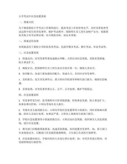 小学考试中应急处置预案