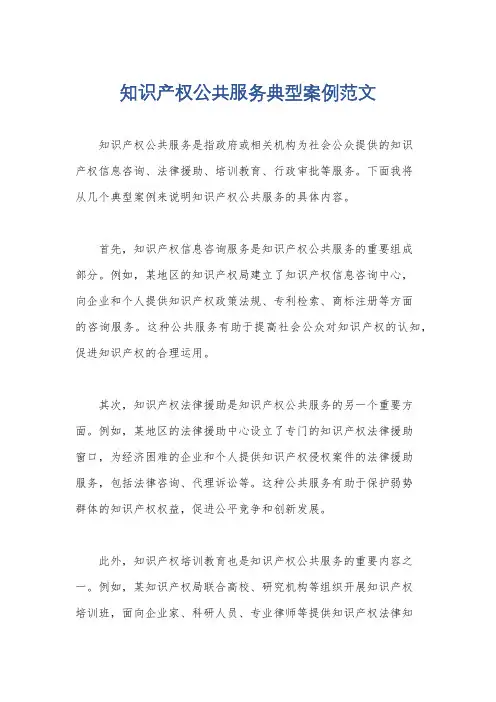 知识产权公共服务典型案例范文