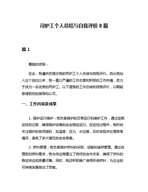 司炉工个人总结与自我评价8篇