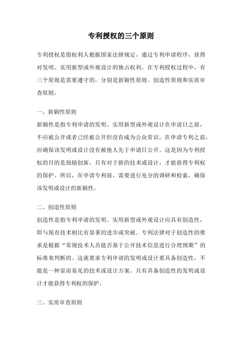 专利授权的三个原则