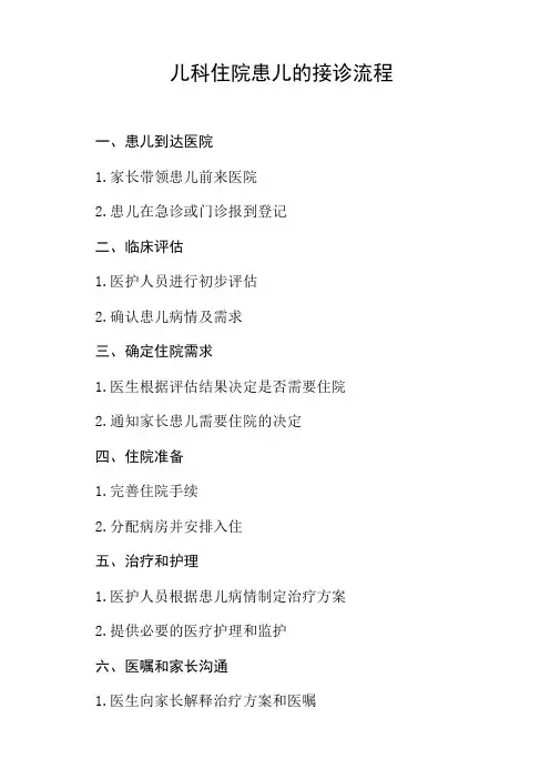儿科住院患儿的接诊流程
