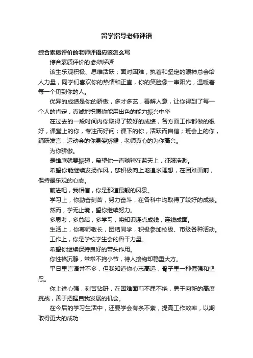 留学指导老师评语