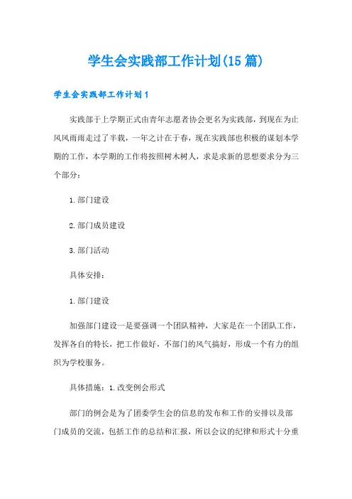 学生会实践部工作计划(15篇)