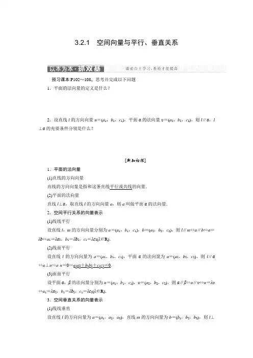 3.2.1  空间向量与平行、垂直关系