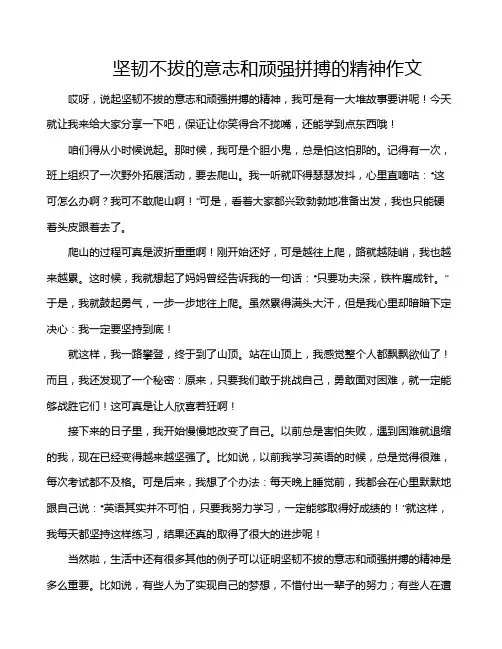 坚韧不拔的意志和顽强拼搏的精神作文