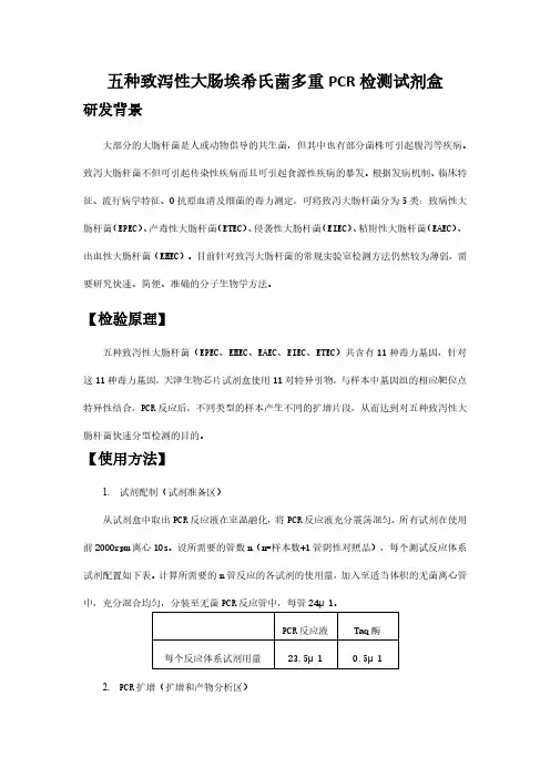 五种致泻性大肠埃希氏菌多重PCR检测试剂盒