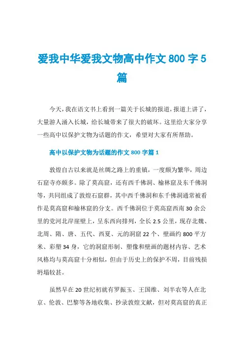 爱我中华爱我文物高中作文800字5篇