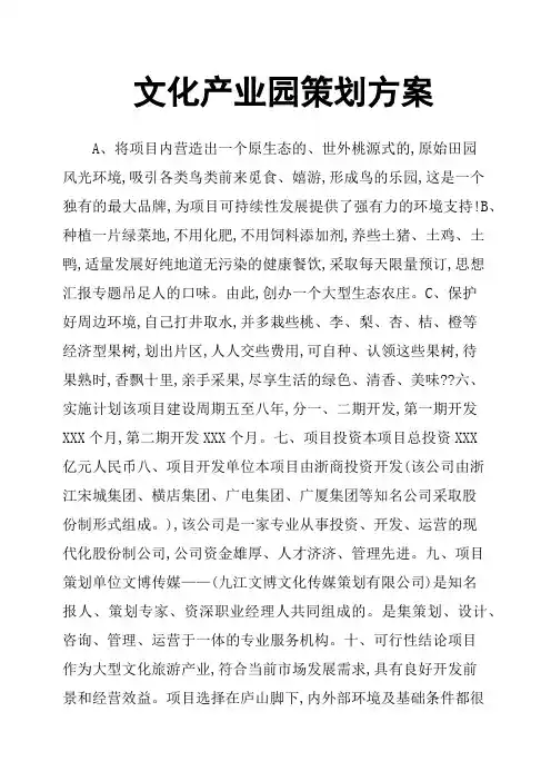 文化产业园策划方案