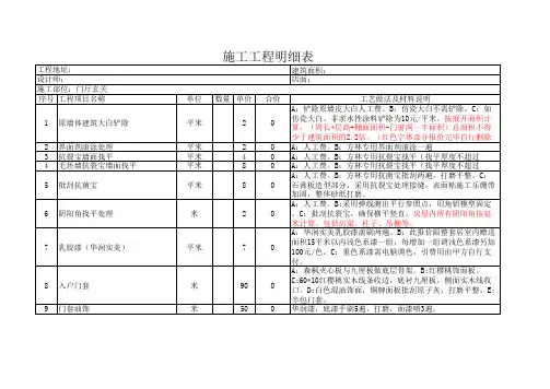 施工工程明细表