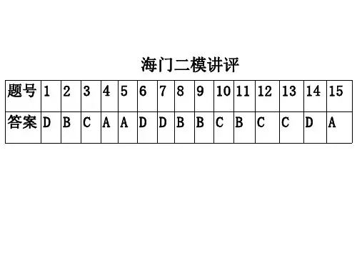 2022年江苏省南通市海门区中考道德与法治二模试卷讲评课件