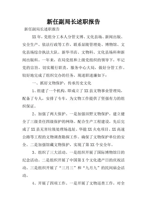 新任副局长述职报告