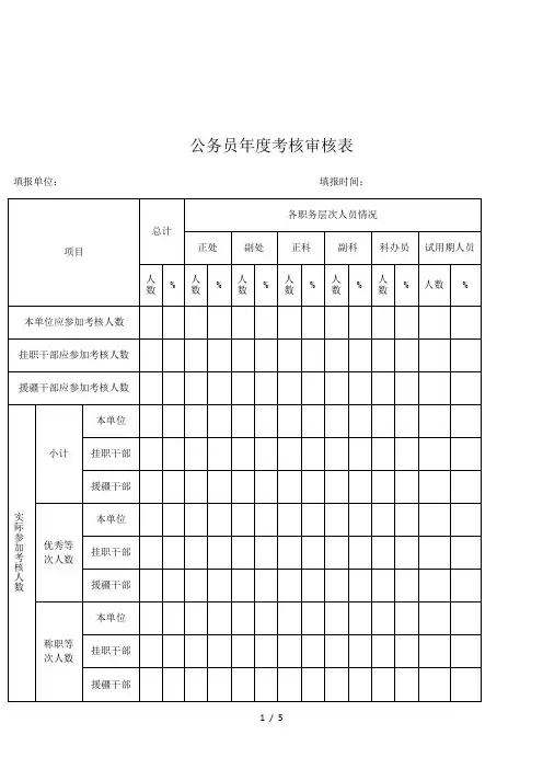 公务员年度考核审核表