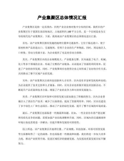 产业集聚区总体情况汇报
