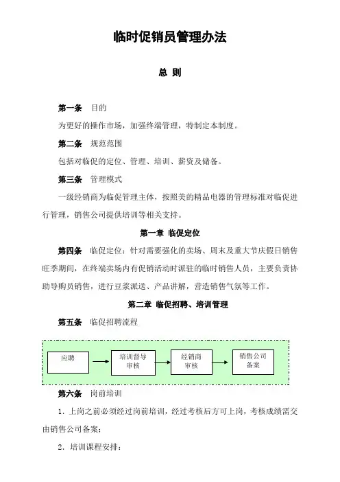 临时促销人员管理办法