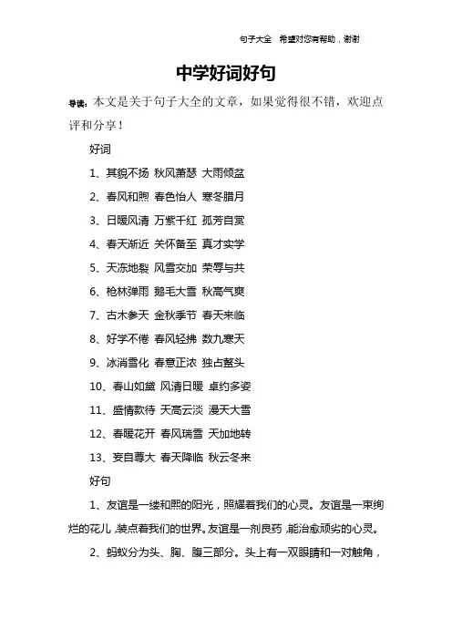 中学好词好句