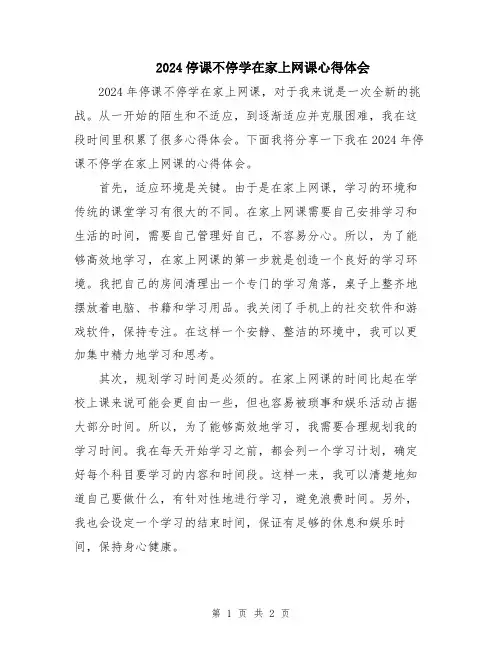 2024停课不停学在家上网课心得体会