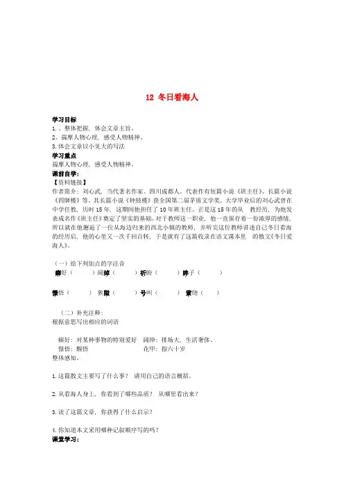 公开课教案教学设计课件鲁教初中语文七下《冬日看海人》-(八)
