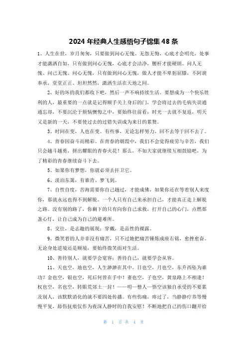 2024年经典人生感悟句子锦集48条