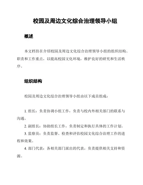 校园及周边文化综合治理领导小组