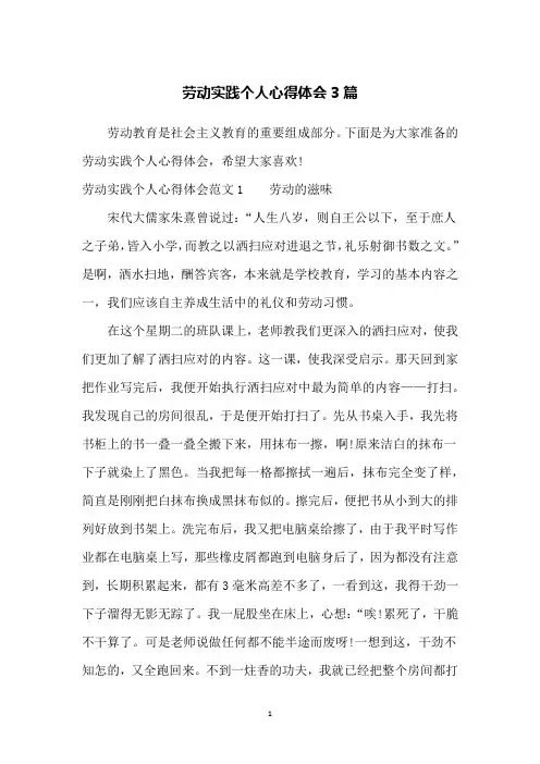 劳动实践个人心得体会3篇