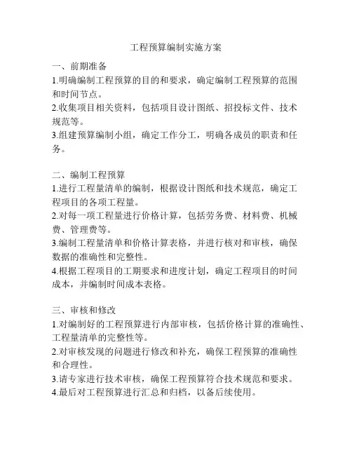 工程预算编制实施方案