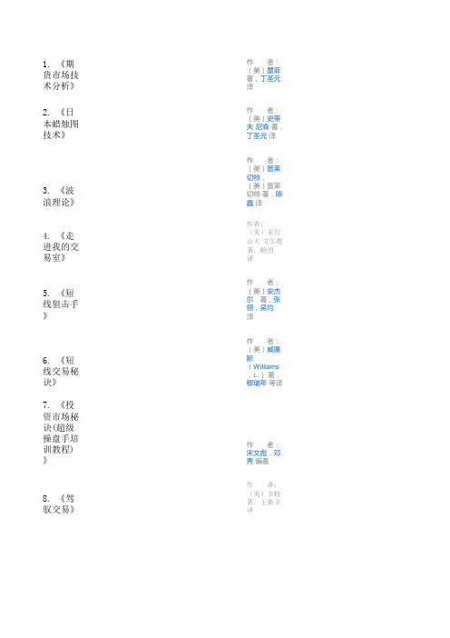 期货必看的书籍