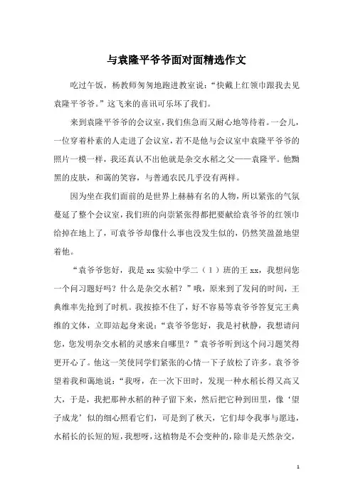 与袁隆平爷爷面对面精选作文