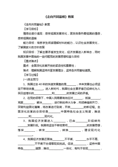 《走向共同富裕》教案