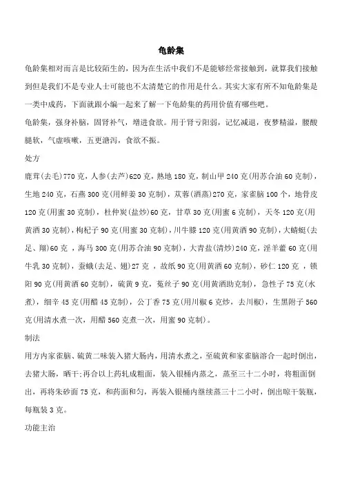 【优秀文档】龟龄集