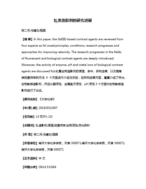 钆类造影剂的研究进展