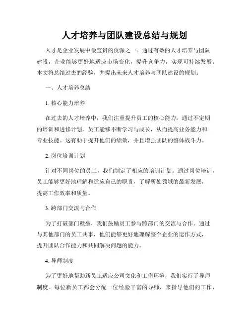 人才培养与团队建设总结与规划