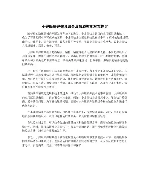 小井眼钻井钻具组合及轨迹控制对策探讨