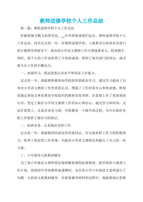 教师进修学校个人工作总结  