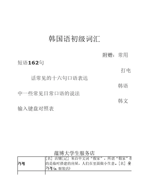 韩语初级词汇