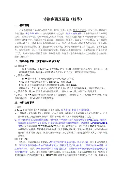 转染步骤及经验(精华)